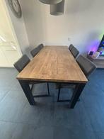 Eetafel met 6 eetkamerstoele, Ophalen, Zo goed als nieuw, 4 tot 6 stoelen
