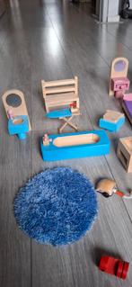 Vintage Houten Poppenhuis Meubels Set, Ophalen of Verzenden, Gebruikt, Toebehoren