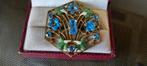 Antieke broche,Jugendstil  met emaille cloisonné en kristal., Sieraden, Tassen en Uiterlijk, Antieke sieraden, Ophalen of Verzenden