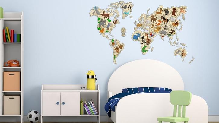 3D Houten Puzzel World Map Animals XL Muur Decoratie - DIY, Hobby en Vrije tijd, Denksport en Puzzels, Nieuw, Rubik's of 3D-puzzel