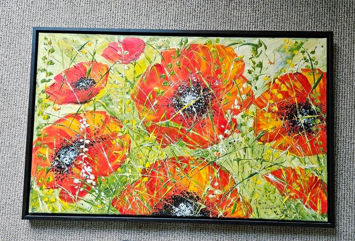 Klaprozen Schilderij - Patrícia Schallert, Antiek en Kunst, Kunst | Overige Kunst, Ophalen of Verzenden