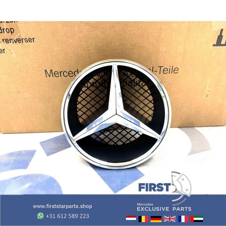 Mercedes AMG GRIL STER LOGO CHROOM W176 W177 W205 W117 W118, Auto-onderdelen, Carrosserie en Plaatwerk, Mercedes-Benz, Gebruikt