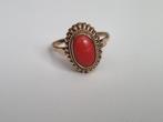 Gouden rink 14k met bloedkoraal, Sieraden, Tassen en Uiterlijk, Antieke sieraden, Ophalen of Verzenden, Goud, Ring