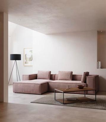 Kave Home Blok Sofa + Footrest, Corduroy Pink beschikbaar voor biedingen