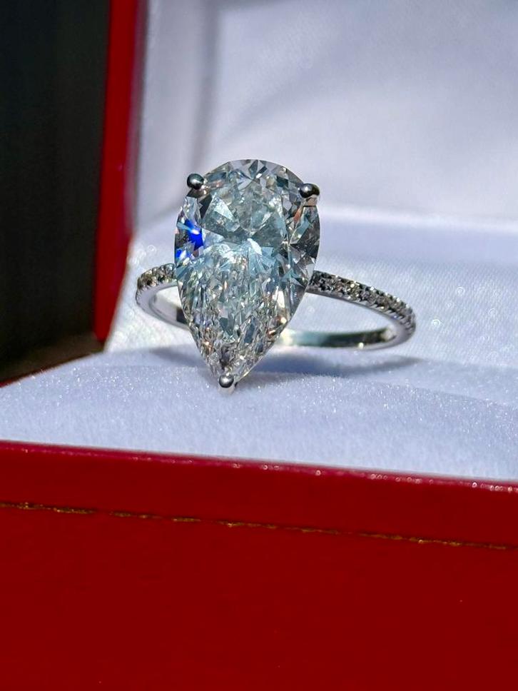 Gouden ring met VS1 diamant 5.24ct! IGI certificaat nieuw!, Sieraden, Tassen en Uiterlijk, Ringen, Nieuw, Dame, 17 tot 18, Wit