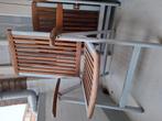 2 tuinstoelen met kussens gratis ophalen wegens verhuizing., Ophalen, Gebruikt, Kunststof