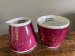Paars Douwe Egberts roomstel, Huis en Inrichting, Keuken | Servies, Ophalen of Verzenden, Zo goed als nieuw, Glas, Overige stijlen