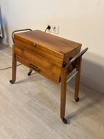 Naaikastje naaidoos hout met wieltjes vintage, Ophalen of Verzenden, Gebruikt