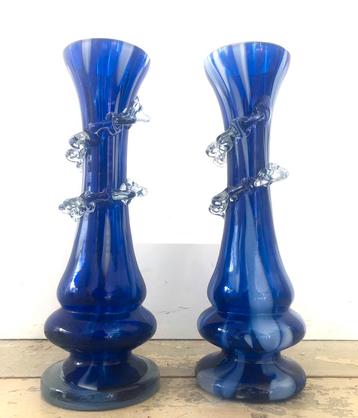 Mid Century Vintage kobaltblauwe vazen 70's beschikbaar voor biedingen