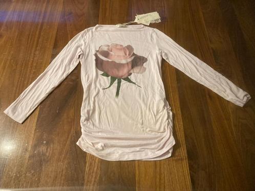 Monnalisa chic roze stretch longsleeve met roos maat 146!, Kinderen en Baby's, Kinderkleding | Maat 146, Zo goed als nieuw, Meisje