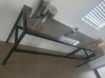 Prachtige, grote, sidetable staal met rookglas Eric Kuster, Huis en Inrichting, Tafels | Sidetables, Ophalen, 200 cm of meer, Zo goed als nieuw