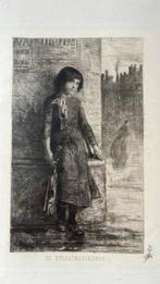 Ets “De Straatmuzikante” (E.S. Witkamp 1854-1897), Antiek en Kunst, Ophalen of Verzenden