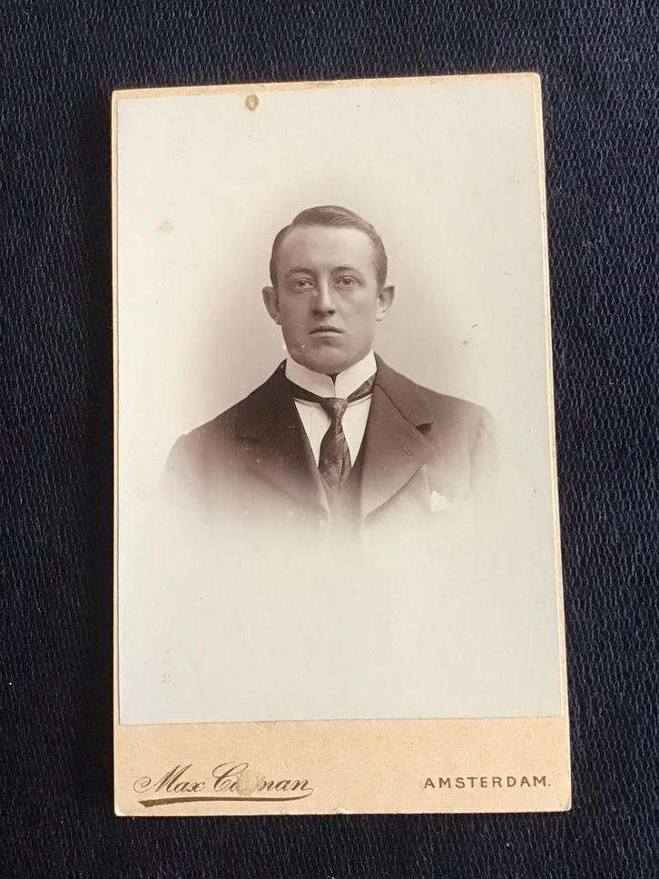 CDV, Man, Max Cosman, Amsterdam, Carte de Visite, Verzamelen, Foto's en Prenten, Gebruikt, Foto, Voor 1940, Ophalen of Verzenden