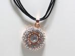 MOEDERDAG Strass hanger rose goud kleurig + ketting pu leder, Marktplaats@koningsieraden.nl, Overige materialen, Verzenden, Nieuw
