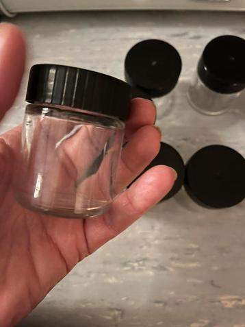 Vintage lijmpotjes - glazen potjes beschikbaar voor biedingen