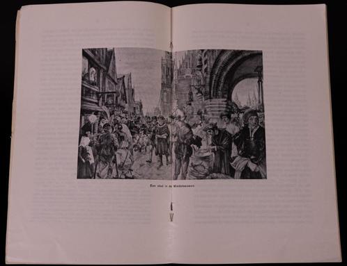Schoolplaat boekje – Een stad in de middeleeuwen, Antiek en Kunst, Antiek | Schoolplaten, Geschiedenis, Verzenden