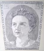 Hubert Bekman tekening postzegel ontwerp Juliana nederland, Verzenden