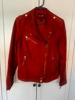 Mango leren jas suede rood met goud maat L, Mango, Maat 42/44 (L), Ophalen of Verzenden, Zo goed als nieuw
