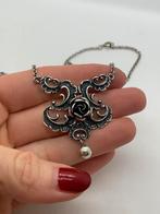 R605 Prachtig zilveren art nouveau collier TEKA, Sieraden, Tassen en Uiterlijk, Antieke sieraden, Verzenden, Zilver, Ketting
