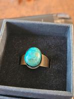 Chrysocolla messing ring - verstelbaar, Overige materialen, Blauw, Nieuw, Ophalen of Verzenden
