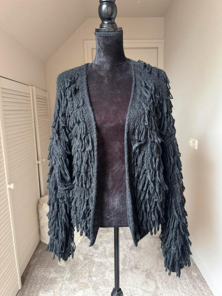 Vest met franjes van Made in Italy kleur zwart maat XL/42, Kleding | Dames, Truien en Vesten, Zo goed als nieuw, Maat 42/44 (L)
