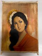 Schilderij portret balinese schoone, Antiek en Kunst, Ophalen of Verzenden
