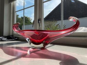 Murano Sommerso Schaal - Rood - Bijna 60cm Lang beschikbaar voor biedingen