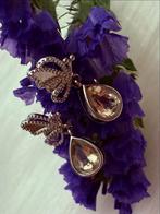 Citrien Oorbellen met Zilveren Vlinders - Nieuw, Sieraden, Tassen en Uiterlijk, Oorbellen, Hangers, Geel, Nieuw, Ophalen of Verzenden