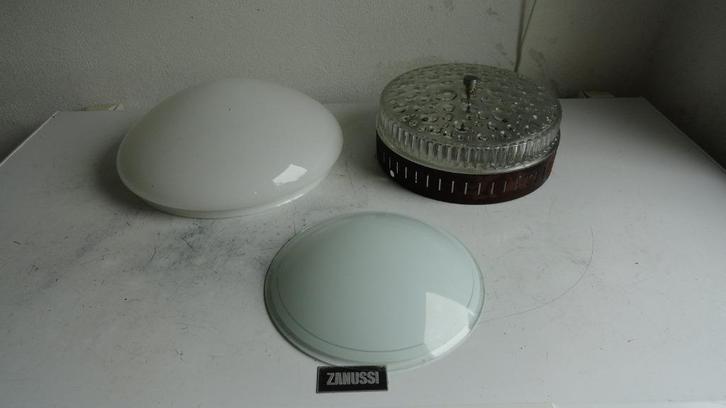 Lampen, drie stuks, antiek, glas, Antiek en Kunst, Antiek | Lampen, Ophalen of Verzenden