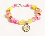 Geel roze kinderarmband met Hello Kitty als bijtje, Ophalen of Verzenden, Nieuw, Geel, Armband