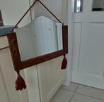 Vintage Art Deco houten hangspiegel met kwasten (eiken?)., Ophalen, Rechthoekig