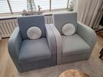 2 fauteuils  groen en blauw, Ophalen, Eenpersoons, 75 tot 100 cm, Zo goed als nieuw