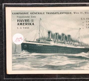 Post Card – Scheepvaart – S.S. France Havre-Amerika beschikbaar voor biedingen