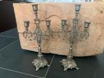 Antieke Verzilverde Kandelaars Set, Antiek en Kunst, Ophalen of Verzenden, Zilver