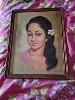 Antiek schilderij  Indonesische vrouw, Ophalen of Verzenden