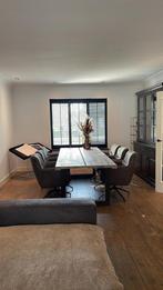 Luxe Eetkamertafel met Leren Stoelen, Gebruikt, 100 tot 150 cm, 200 cm of meer, Ophalen of Verzenden