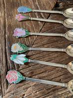 Vintage Emaile Theelepels met Bloemen, Antiek en Kunst, Ophalen of Verzenden