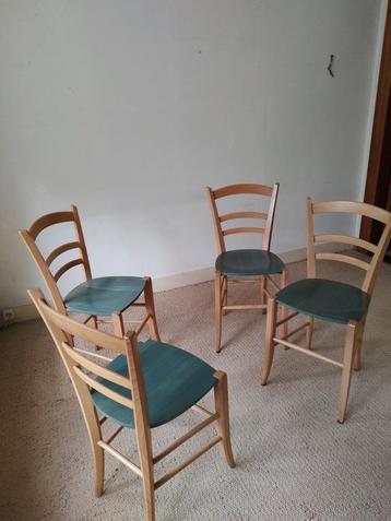 4 stoelen Valcucine beuken Fabula met blauwe zitting beschikbaar voor biedingen