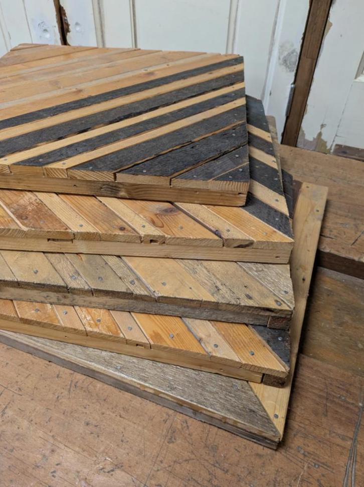 Vloerdelen geometrisch 50 x 50 cm, Doe-het-zelf en Verbouw, Platen en Panelen, Gebruikt, Hout, 20 tot 50 mm, Ophalen