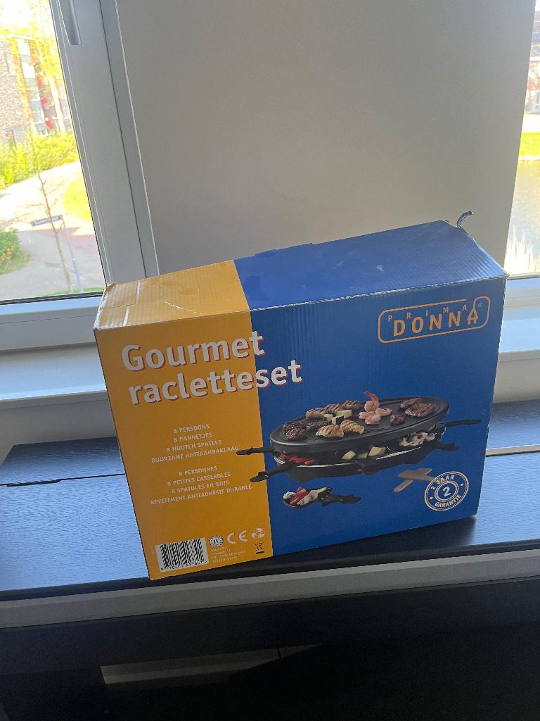 Gourmet en raclette stel - 1 keer gebruikt, Witgoed en Apparatuur, Gourmetstellen, Ophalen, Zo goed als nieuw, 8 personen of meer