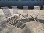 4 Teakhouten Klapstoelen - Tuinstoelen, Ophalen of Verzenden, Gebruikt, Teakhout, Inklapbaar