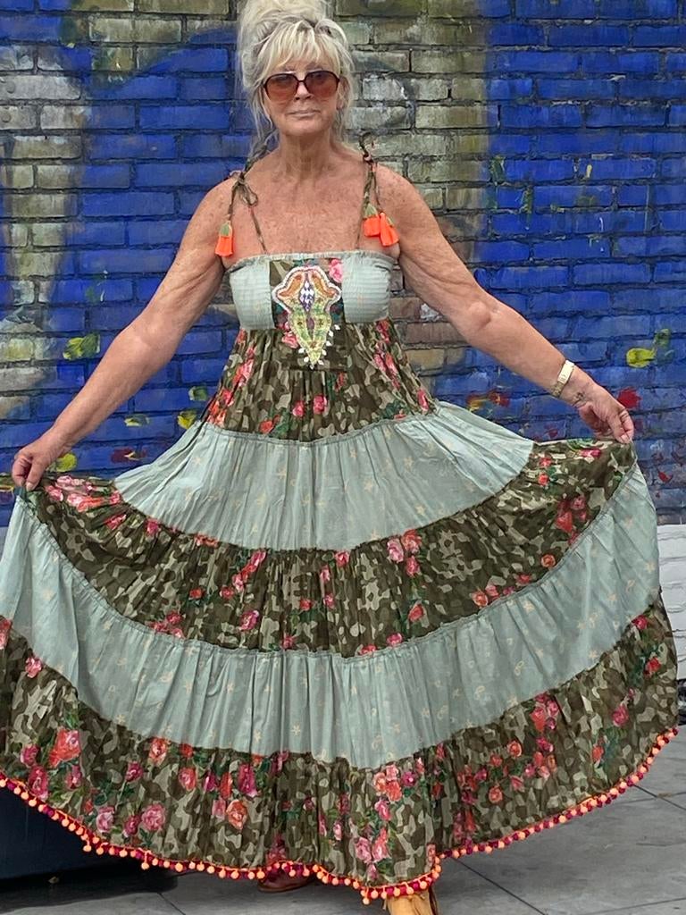 Ibiza jurk Boho Bohemien, Maat 38/40 (M), Ophalen of Verzenden, Zo goed als nieuw, Onder de knie