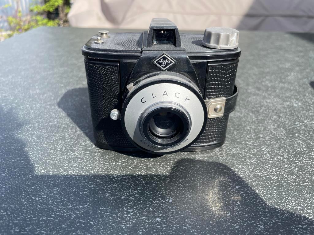 Agfa Clack camera met bruine leren tas, Ophalen of Verzenden, Gebruikt, Compact, Overige Merken