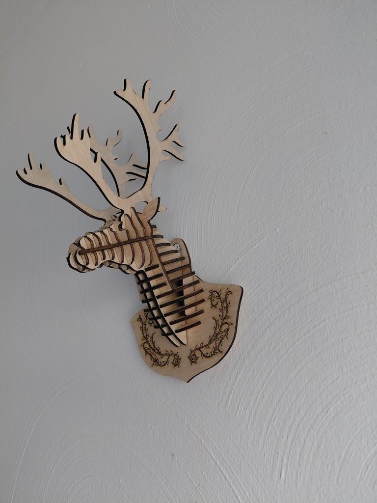 Houten wanddecoratie dierenkoppen (3 stuks), Ophalen, Nieuw