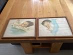 Set van 2 vintage Bessie Pease Gutmann baby schilderijtjes, Gebruikt, Oorspronkelijke maker, Ophalen of Verzenden, Schilderij