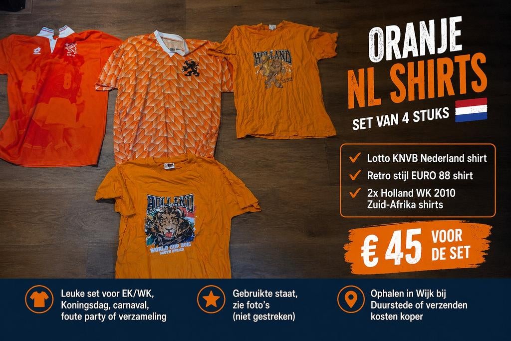 Oranje Nederland shirts set KNVB WK 2010 EURO 88, Ophalen of Verzenden, Gebruikt, Overige binnenlandse clubs, Shirt