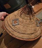 Rieten hoed met leren details, Huis en Inrichting, Woonaccessoires | Wanddecoraties, Ophalen of Verzenden