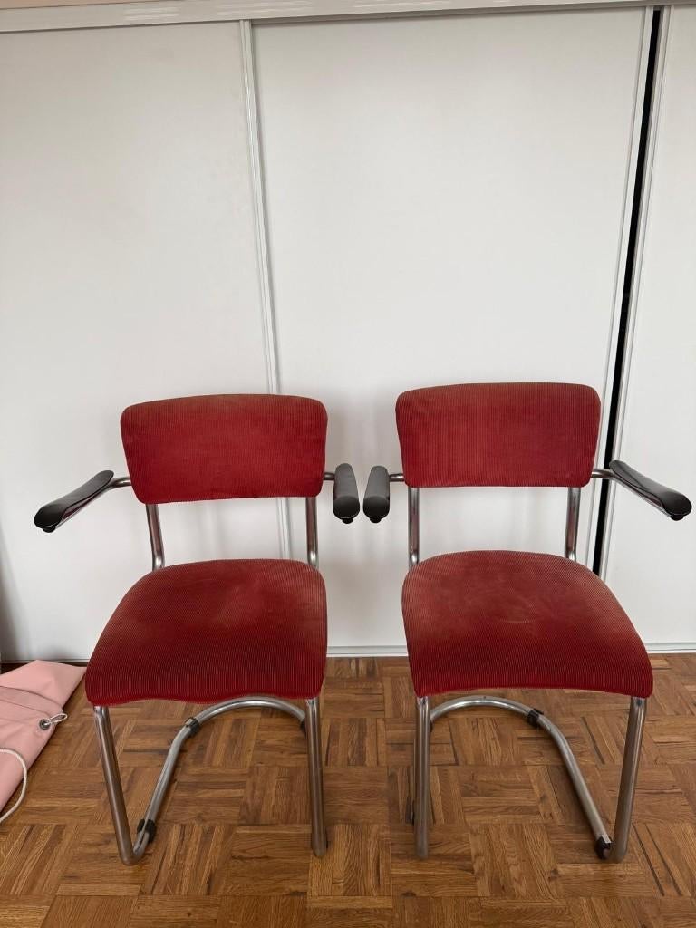 2 stoelen Gebroeders de Wit, Ophalen, Twee, Rood, Gebroeders de wit - buis frame