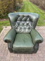 Chesterfield fauteuil groen, Huis en Inrichting, Fauteuils, Gebruikt, 100 tot 125 cm, Chesterfield, Leer