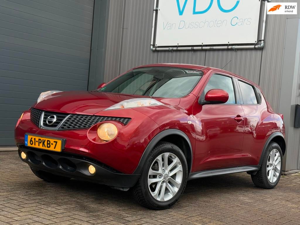 Nissan Juke 1.6 Acenta | Velours | Climate Control | Trekhaa, Auto's, Nissan, Voorwielaandrijving, Euro 5, Stof, Zwart